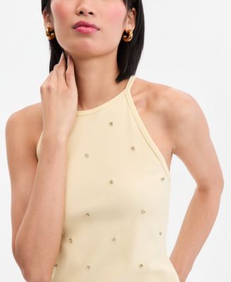 Women's Crystal Embellished Halter Tank Top