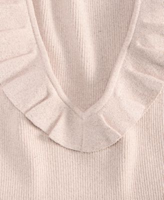 Women's Ruffle-Trim Metallic Sweater Tank