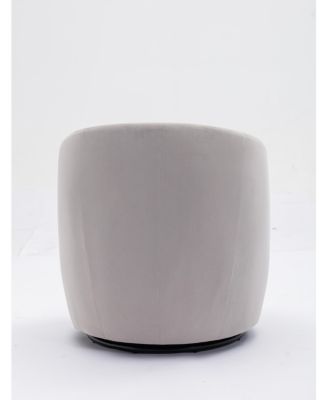 Velvet Swivel Barrel Chair with Metal Ring