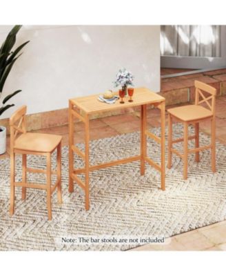 Balcony Patio Bar Table in Acacia Wood with Slatted Top