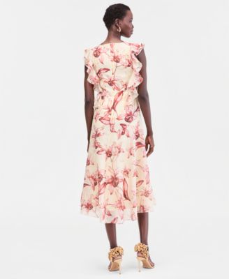 Women's Ruffle Sleeveless Midi Dress