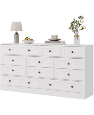 2 Drawers Wood Dressers for Bedroom, Wooden Chest of Drawers Clothes Storage Organizer for Living Room, Modern Wide TV Dresser for 65 Inch TV