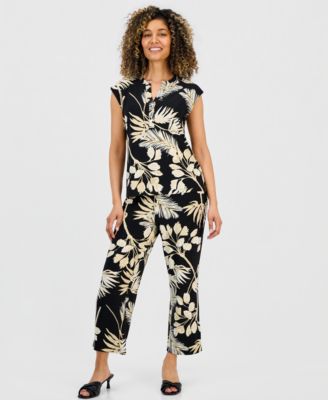 Petite Printed Pull-On Cropped Pants