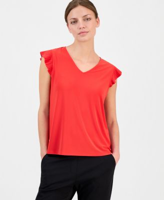 Petite Ruffled Sleeveless Top