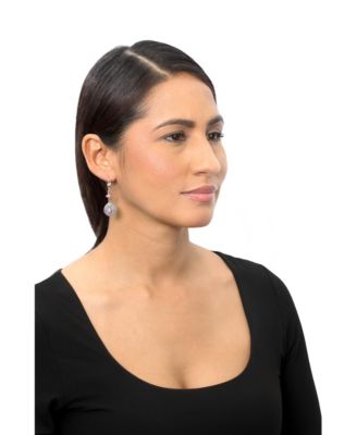 Sterling Rhodonite Pear-Shaped Concha Lever Back Earrings