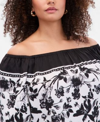 Plus Size Off-The-Shoulder Bubble-Sleeve Top