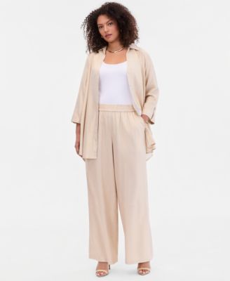 Plus Size Metallic High-Rise Pants