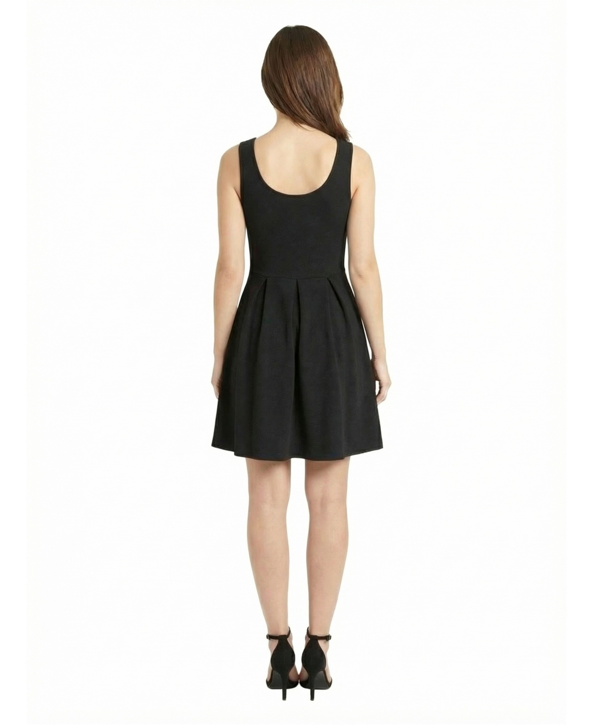 24seven Comfort Apparel Petite Scoop Pleated Knee Length Dress