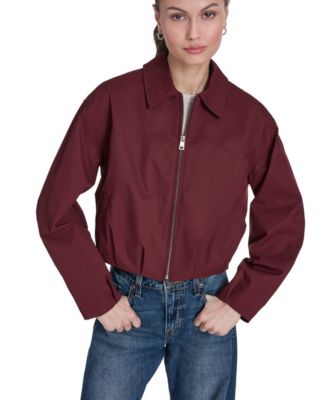 Women's Bubble Hem Collared Bomber Jacket