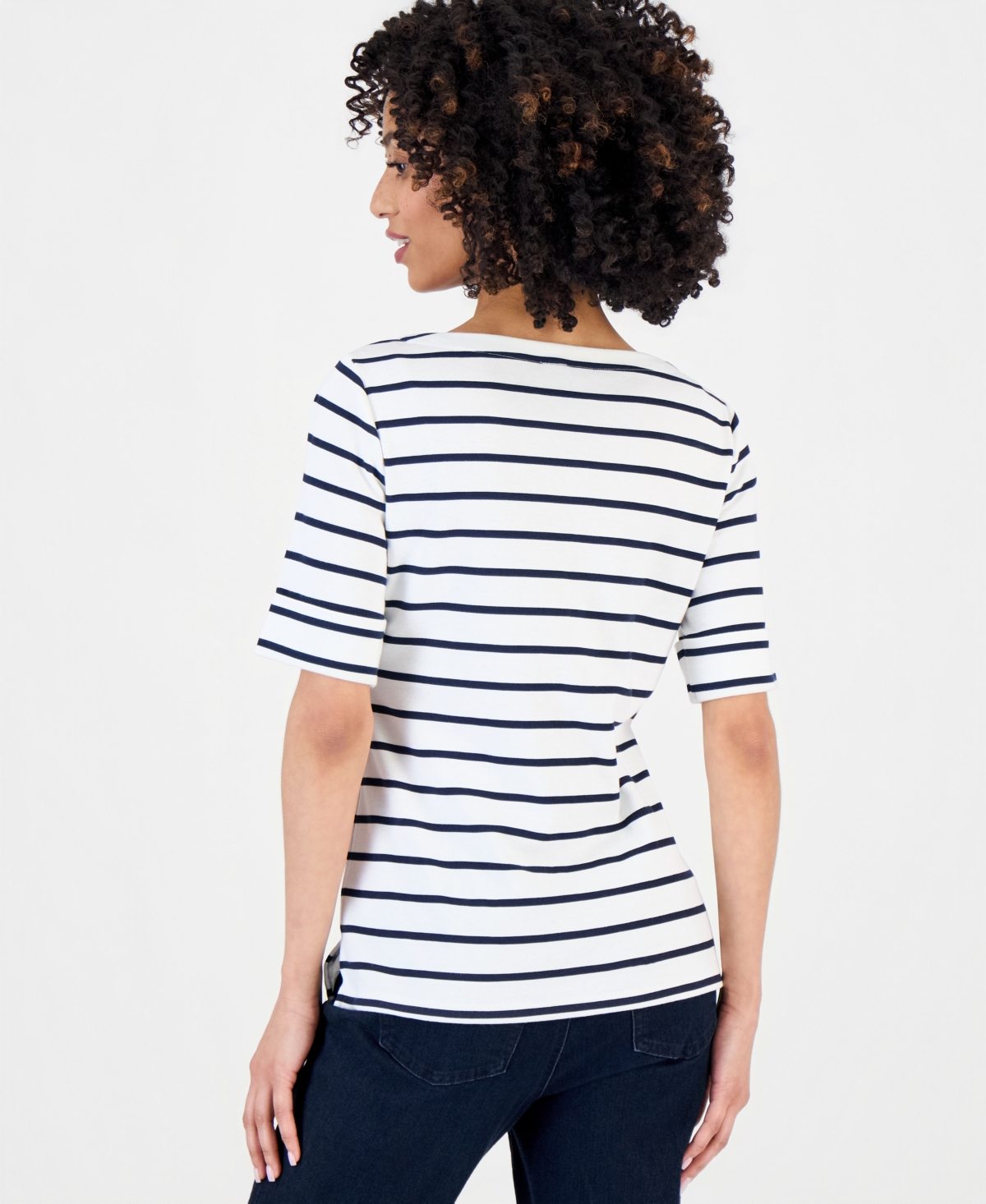Style & Co Petite Boat-Neck Elbow-Sleeve Top, Macy's Exclusive