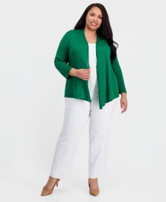 Plus Size Open-Front A-Line Cardigan