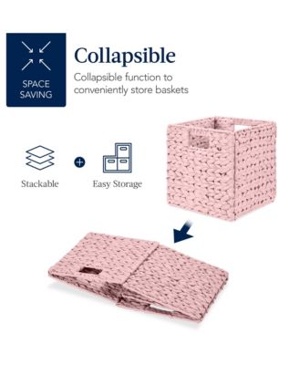 10.5x10.5in Hyacinth Storage Baskets, Set of 5 Multipurpose Collapsible Organizers