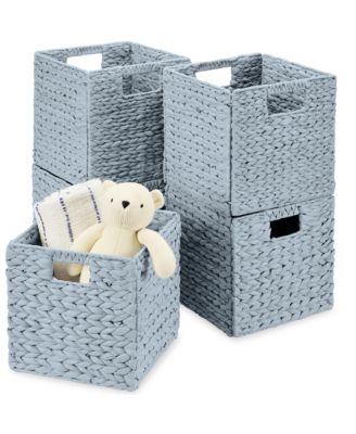 10.5x10.5in Hyacinth Storage Baskets, Set of 5 Multipurpose Collapsible Organizers