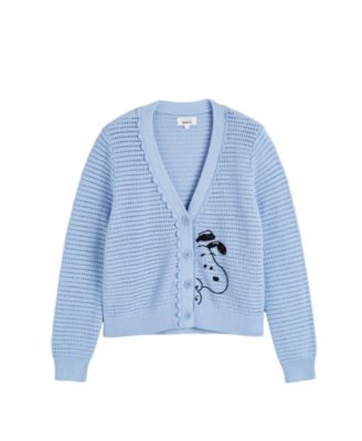 Women's Cotton Snoopy Crochet Peekabo Cardigan