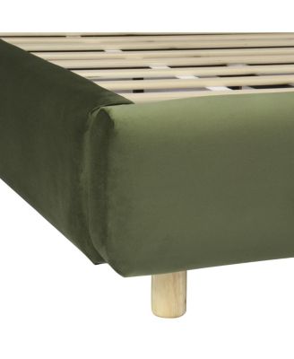 Velvet Platform Bed with Curve Design Headboard