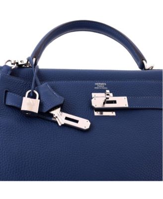 Kelly 32 Handbag Blue Togo with Palladium Hardware