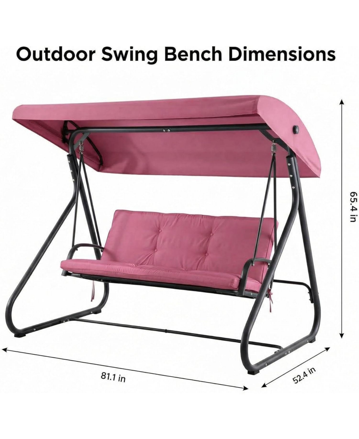 gaomon 3-Seat Outdoor Convertible Swing Glider with Adjustable Canopy, 2-in-1 Bench to Flat Bed, Removable Cushions, Heavy-Duty Metal Frame