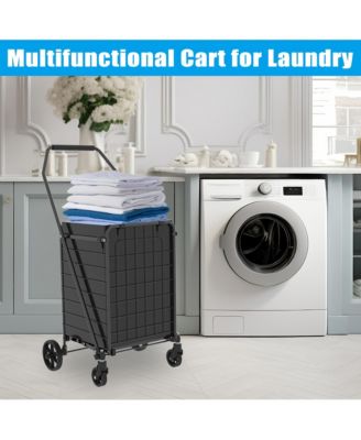 Foldable Heavy Duty Shopping Cart - Grocery Cart on Wheels with Waterproof Oxford Bag for Laundry, Garden, Camping