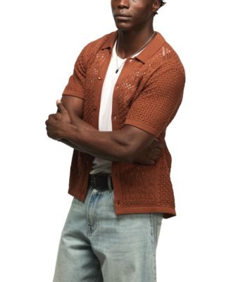 Men's Crotchet Button-Down Sweater