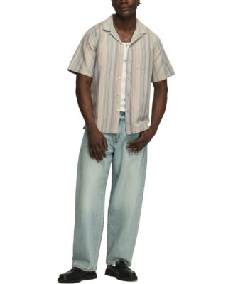 Men's Short-Sleeve Linen Camp-Collar Shirt