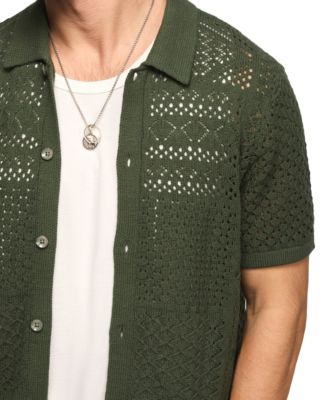 Men's Crotchet Button-Down Sweater