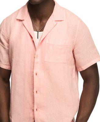 Men's Short-Sleeve Linen Camp-Collar Shirt
