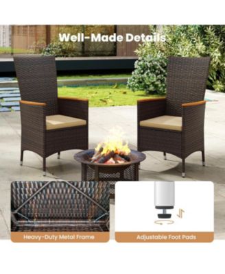 Outdoor Wicker Dining Chairs Set of 4 with High Back Support