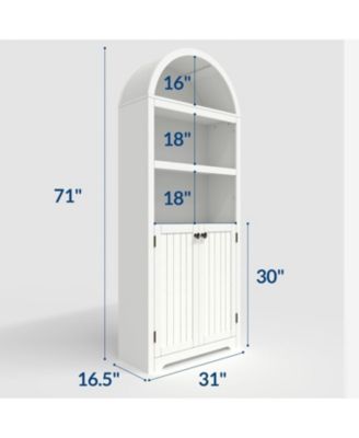 72" Modern Arched Cabinet with Handles – 5-Tier Wooden Pantry Cabinet with Double Doors & Adjustable Shelves