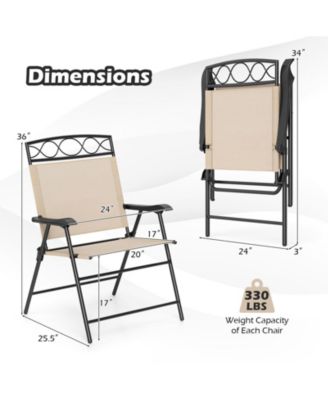 4 Pack Patio Folding Chairs w/ Backrests & Armrests Metal Frame Outdoor