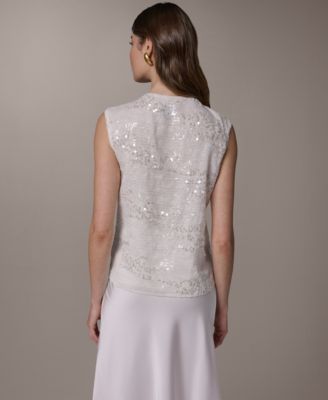 Women's Sequin Gathered Shoulder Blouse