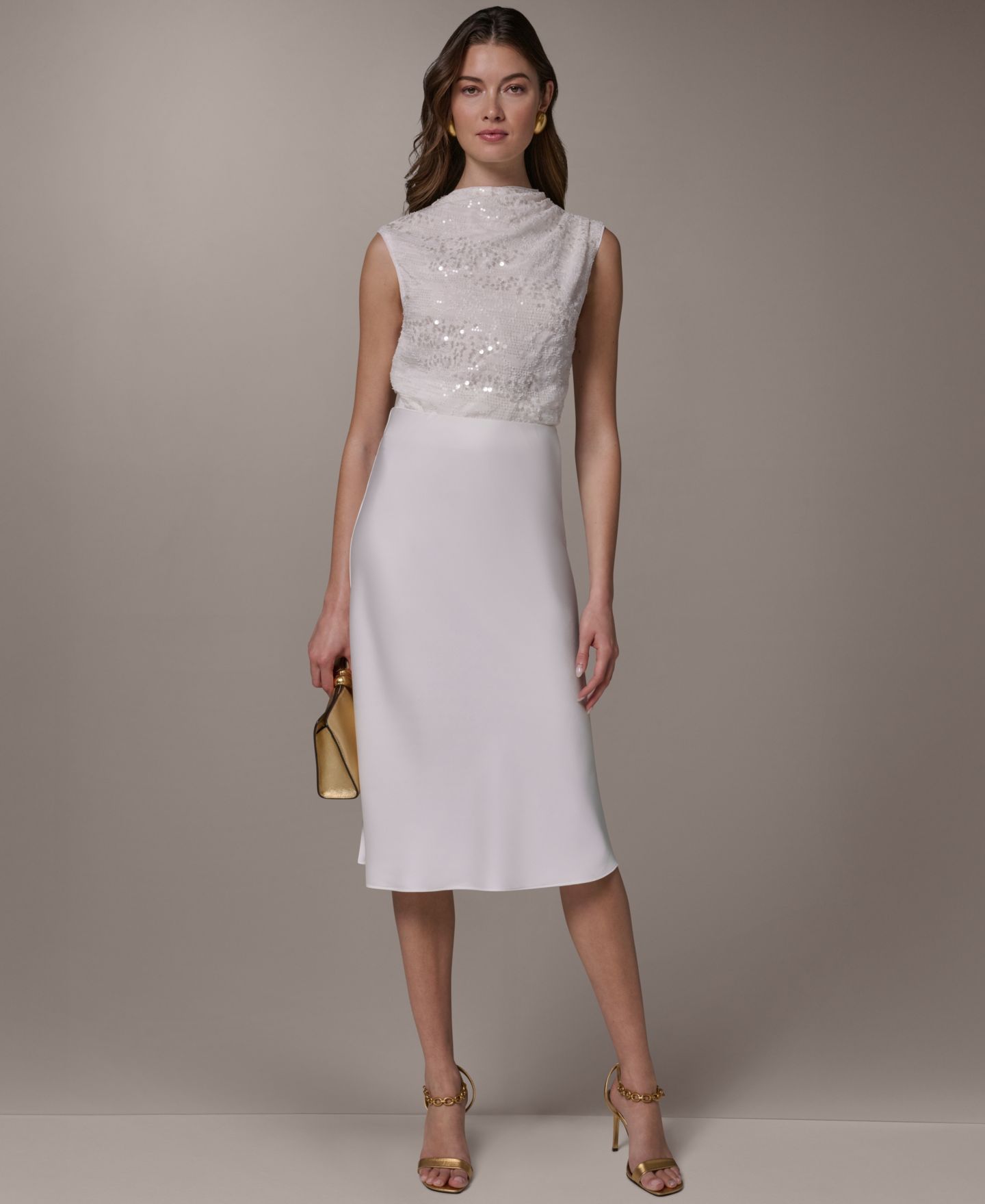 Женская юбка Donna Karan New York Bias Midi, цвет: Кремовый — фото 5