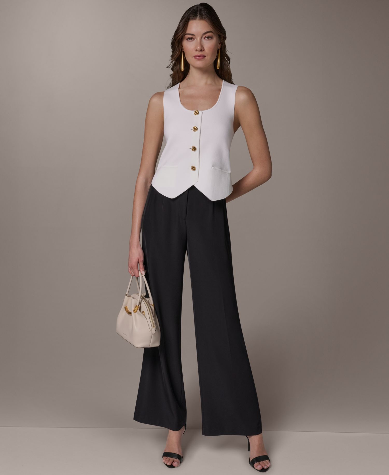 Women's Scoop Neck Button-Up Sweater Vest