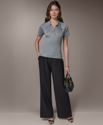 Women's Short-Sleeve Polo Sweater