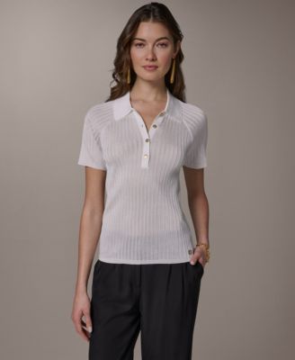 Women's Short-Sleeve Polo Sweater