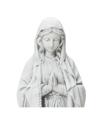 29.3" Praying Mary Statue with Rosary Beads, White Outdoor Religious Decor