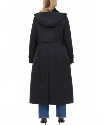 Plus Size Hooded Water-Resistant Trench Coat