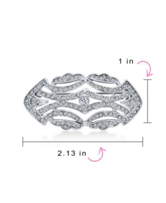 Elegant Art Deco Style Vintage Large Lapel Scarf Brooch Pin Silver Plated