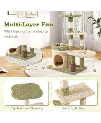 38" Multi-Level Kitten Tower with Cozy Condo & Bed, Aesthetic Indoor Cat Furniture