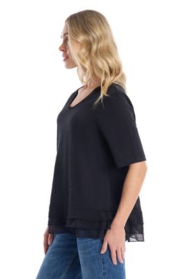 Women's V-Neck Mixed Media Tee