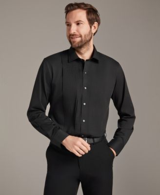 Men's Slim Fit Pleated Dress Shirt