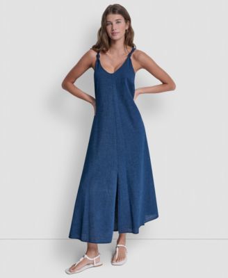 DKNY Jeans - Women's Knotted Strap V-Neck A-Line Dress
