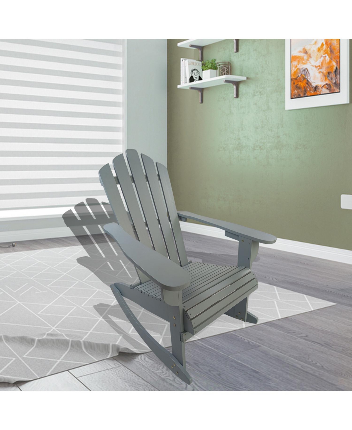 Streamdale Furniture Reclining Wooden Outdoor Rocking Adirondack Chair, Walnut