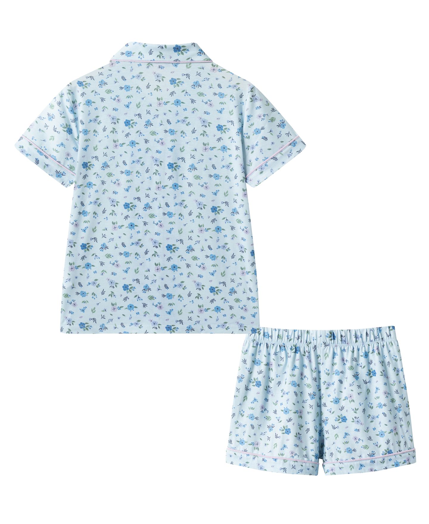 Andy & Evan Girls' 6-16 Button-Down Shirt and Shorts, 2-Piece Pajama Set, цвет: Синий с принтом — фото 2