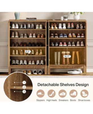 Shoe Cabinet with Doors, 5-Tier Shoe Storage Cabinet with Adjustable Shelves