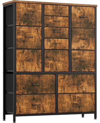48" H Tall Dresser with 15 Drawers, Fabric Storage Dresser with Steel Frame & Wood Top, Sturdy Dressers for Bedroom, Closet, Hallway