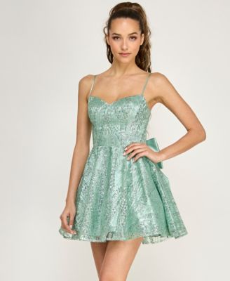 Juniors' Glitter Fit & Flare Dress