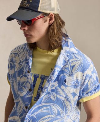 Men's Short-Sleeve Linen Button-Up