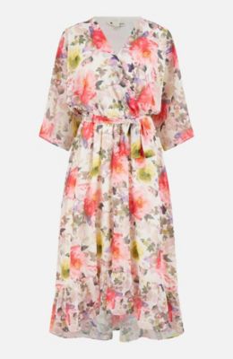 Women's Ruffle-Hem Wrap Midi Dress