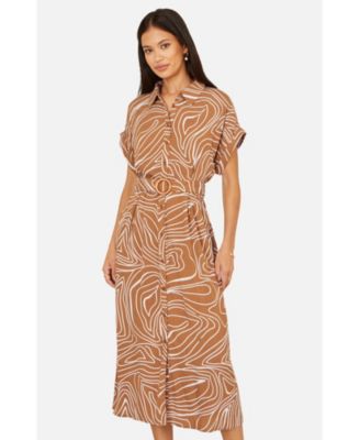 Women's Abstract Swirl Print Relaxed Midi Dress