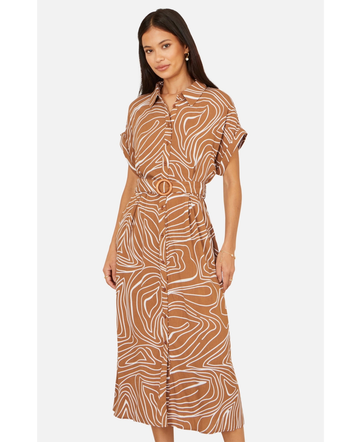 Yumi Women's Abstract Swirl Print Relaxed Midi Dress